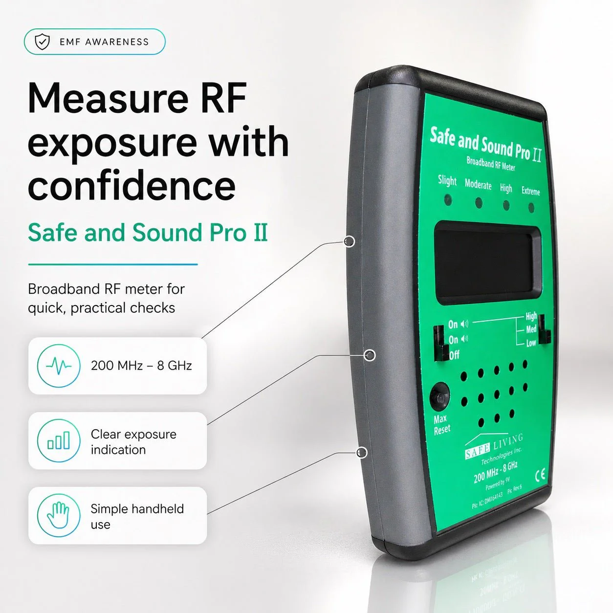 Safe and Sound Pro II RF Meter Rechargeable 200 MHz – 8 GHz - Image 6